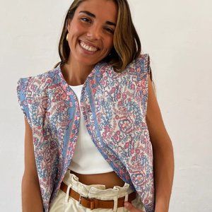 NWOT Chaleco Flores Azul - Blue Flower Vest (M/L)) Tag: SEA New York, Sezane